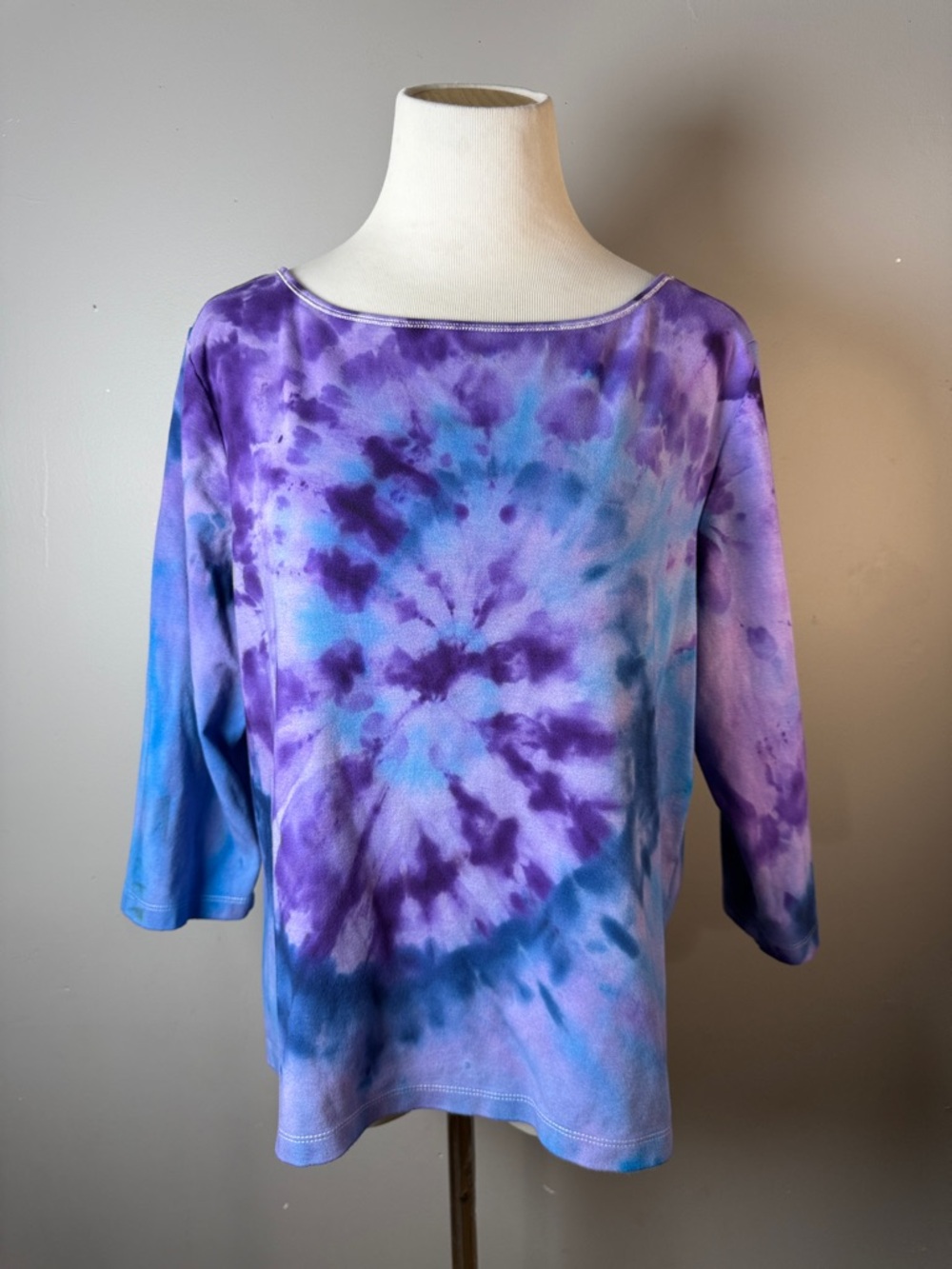 Tie-Dye Purple & Blue Women's Boatneck Top